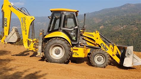 Backhoe Loader Hyundai And Kobelco Excavator Cutting Hill Removing