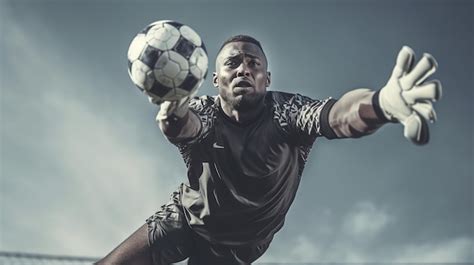 Premium Photo Soccer Goalkeeper Catches The Ball Generative AI