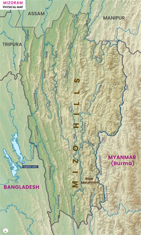 Mizoram Physical Map - UPSC