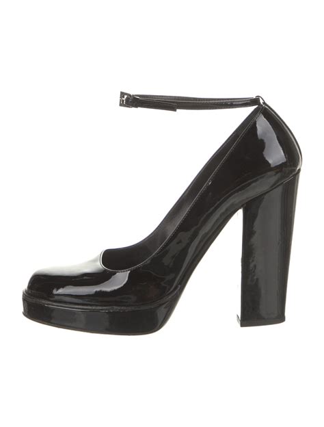 Prada Patent Leather Peep Toe Pumps Black Pumps Shoes PRA153025