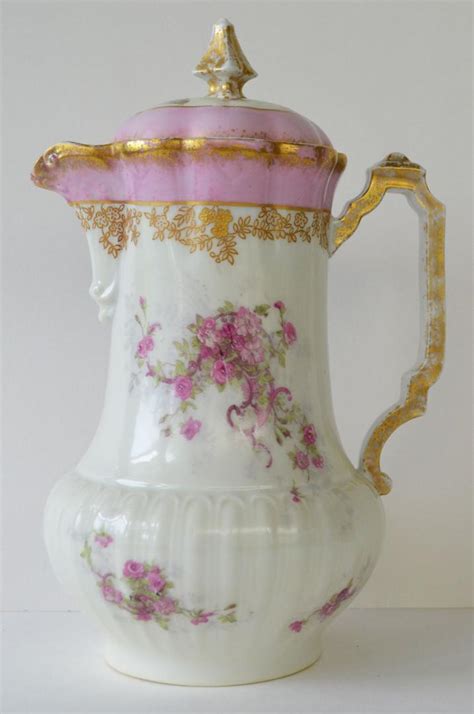 Limoges Pink Flowers Gold Chocolate Pot 1757561885