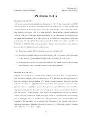 Problemset 02 Pdf Problem Set 2 Agency Cost Of Debt Advanced