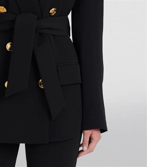 Womens Balmain Black Double Breasted Belted Blazer Harrods UK