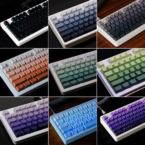 Kunci Kecerunan Cahaya Sampingan Penghantaran Keycaps Pbt Double