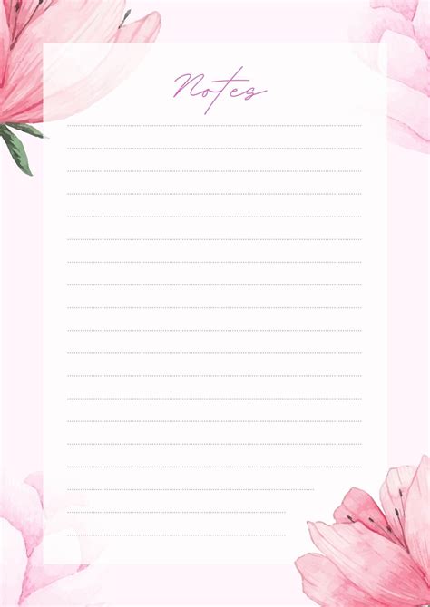 Happy Writing Paper With Pink Flower Border