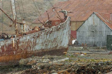 The Beached Whaling Ship Petrel With A Harpoon On The Bow At The