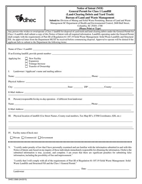 Dhec Form 3569 Fill Out Sign Online And Download Printable Pdf South Carolina Templateroller