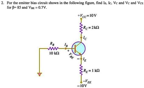 SOLVED For The Emitter Bias Circuit Shown In The Following Figure