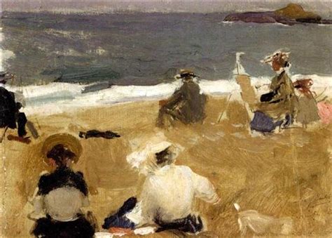 Sorolla Pintando En La Playa De Biarritz Painting Beach