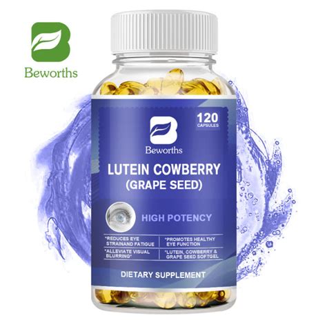 BEWORTHS Eye Vitamins Lutein Bilberry Capsules with Grape Seed Extract to Support Eye Fatigue ...