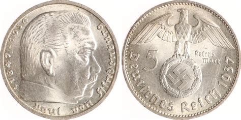 Drittes Reich Reichsmark J Paul Von Hindenburg Mit Hakenkreuz