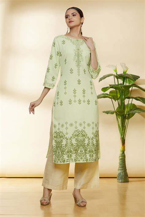 Buy Naintara Bajaj Green Cotton Floral Print Kurta Online Aza Fashions