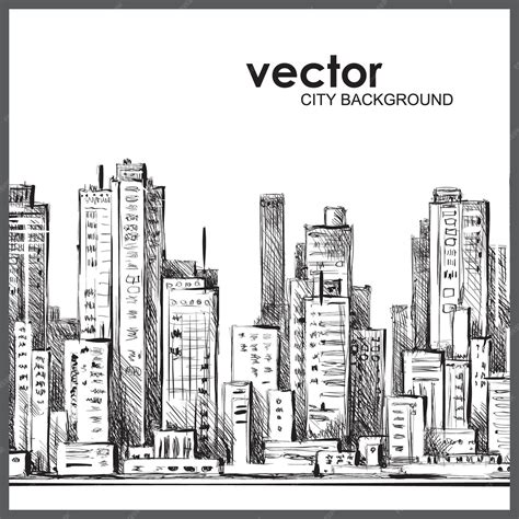 Premium Vector City Skyline Hand Drawn Vector Illustration