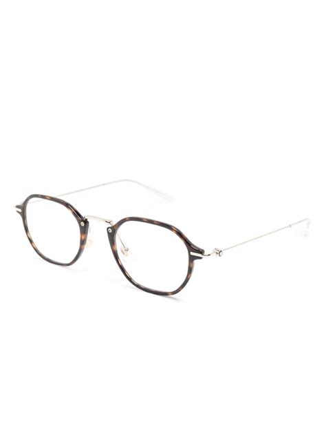 Montblanc Tortoiseshell Effect Round Frame Glasses Farfetch