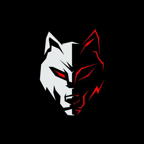 Simple Wolf Logo Gaming Eyes Sharp White And Red Vector 15733775 Vector