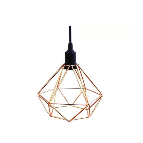 Lustre Pendente Lumin Ria Aramado Diamante Preto Cobre Rose Submarino