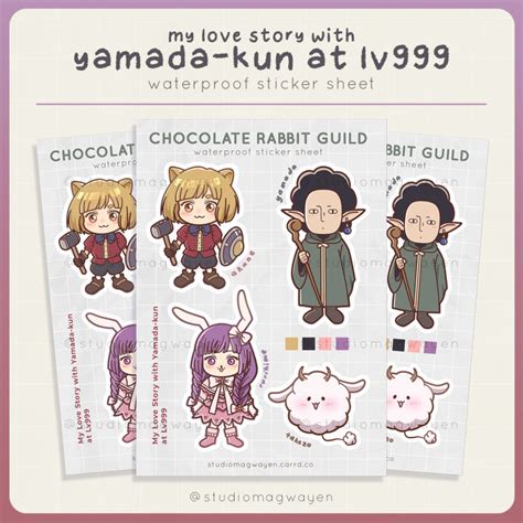 My Love Story With Yamada Kun At Lv999 Waterproof Anime Sticker Sheet