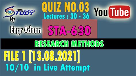 Sta Quiz File Sta Quiz Solved Research Methods