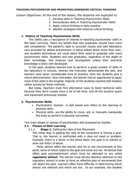 Chapter 9 Spu PSTMLS TEACHING PSYCHOMOTOR AND PROMOTING ASSESSING