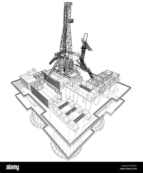 Offshore Oil Rig Drilling Platform Concept Vector Stock Vector Image