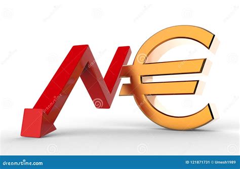 Downward Growth Arrow With D Euro Symbol Sign Economic Recession