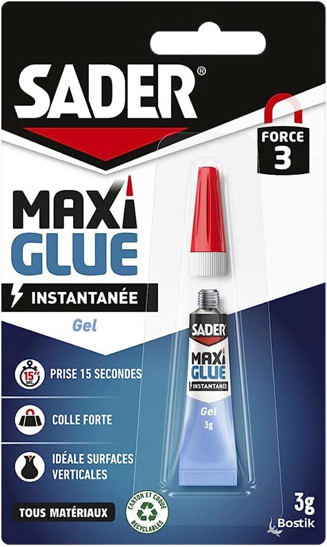 Sader Maxiglue Gel Super Glue Universelle Tous Matériaux Colle de