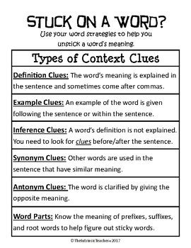 Types Of Context Clues Chart A Visual Reference Of Charts Chart Master