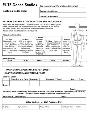 Fillable Online Costume Order Form Master Fax Email Print Pdffiller