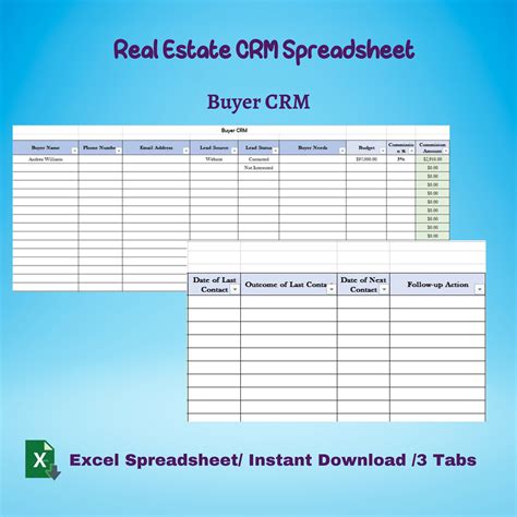 Real Estate CRM Spreadsheet, Realtor Client Tracker Template, Real ...