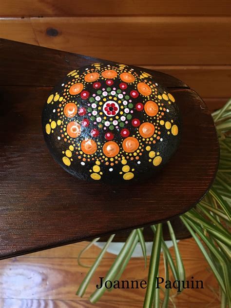 Sunflower Mandala Stone Rock Painting Art Mandala Painting Dot