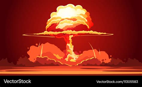 Nuclear explosion mushroom cloud retro poster Vector Image