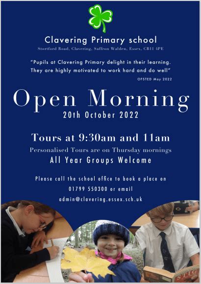 Clavering Primary School Open Morning 20th October Clavering Primary