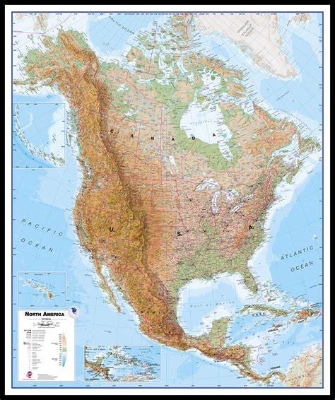 Wall Map Of North America Large Laminated Political Map Images And