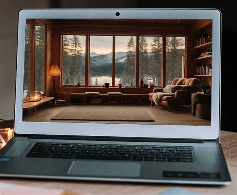 Winter Mountain Cabin Zoom Background Virtual Office For Online