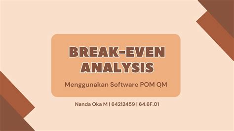 Break Even Analysis Menggunakan POM QM YouTube