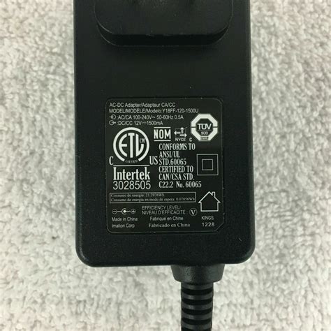 Intertek Ac Dc Adapter Y18ff 120 1500u 12v 1500ma Ebay