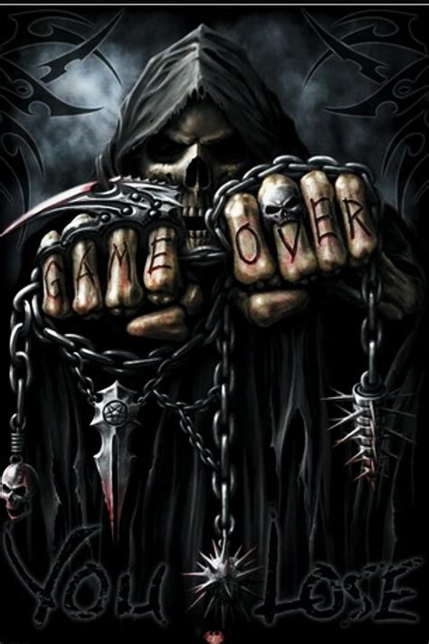 Game Over Gaming Reaper Skull Warrior HD Phone Wallpaper Peakpx