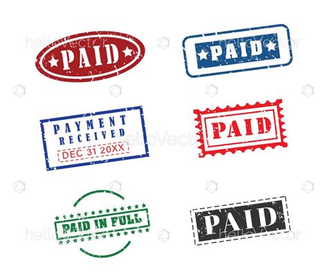 Various Paid Stamps Vector Illustration Download Graphics And Vectors Paid Stamp Vector