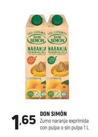 Oferta Don Simón Zumo Naranja Exprimida Con Pulpa O Sin Pulpa en Coviran