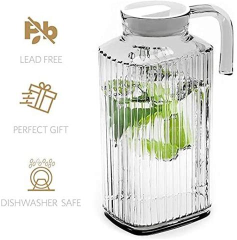 Fridge Pitcher “ 60 Oz Glass Water Fridge Pitcher With Lid By Nd