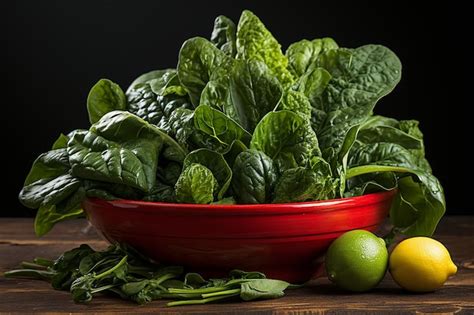 Premium Photo Emerald Feast Vibrant Salad Leaves In A Bowl Against