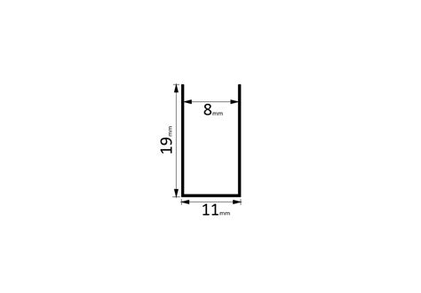 Perfil De Aluminio U Mm Natural Metros Alumas