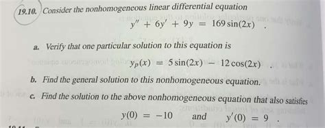 Solved Consider The Nonhomogeneous Linear Chegg