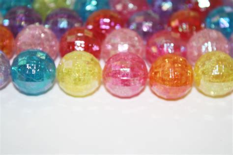 Chunky Disco Acrylic Round Multi Color Beads 20mm 14 Piece Etsy