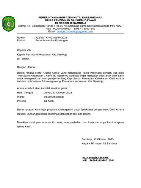 Surat Ijin Kunjungan Pdf