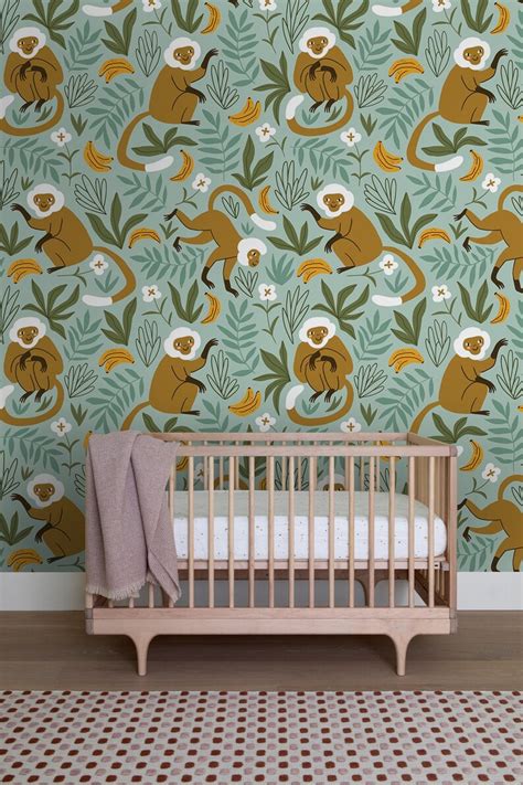 Monkey Nursery Room Wallpaper Animal Print for Kids Room Wall - Etsy