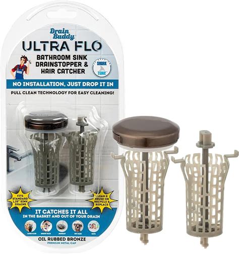 Drain Buddy Ultra Flo Sink Drain Stopper & Hair Catcher - Ultimate Clog Prevention Solution with