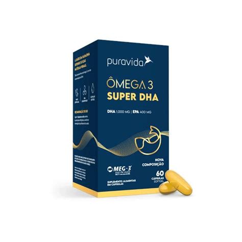 Ômega 3 Super Dha Puravida 1000mg 60 Cápsulas SupleTotal As