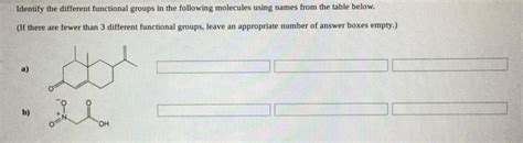 Solved Identify The Different Functional Groups In The