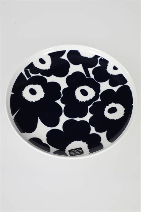 Oiva Unikko Plate 25 Cm White Dark Blue Franckly